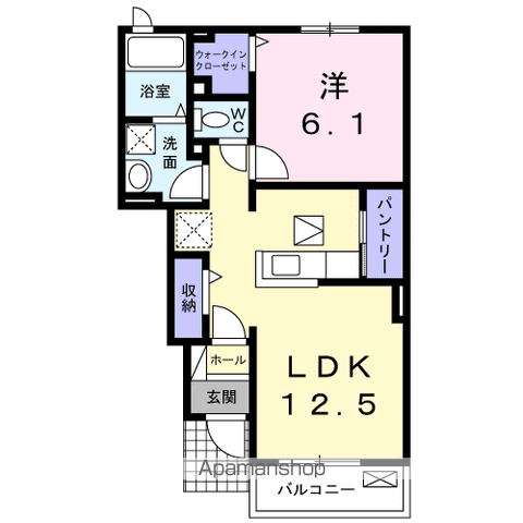 アムール下津(1LDK/1階)の間取り写真