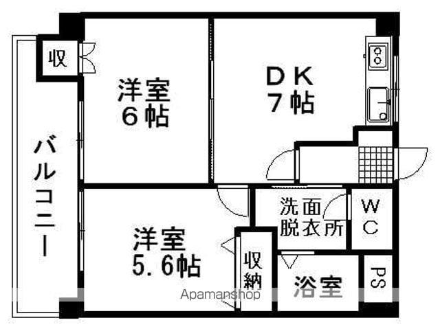 サザンコートⅥ(2DK/3階)の間取り写真