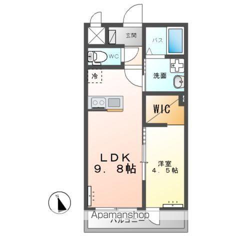 つくば市上横場アパートA棟(1LDK/2階)の間取り写真