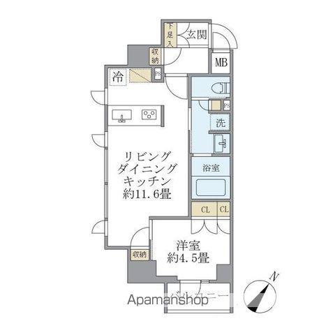 ジオエント駒込(1LDK/3階)の間取り写真