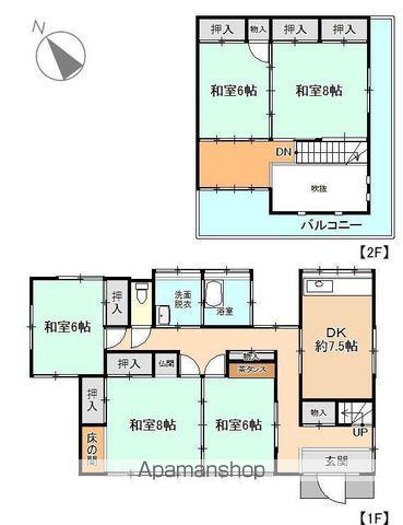 常磐線 泉駅(ＪＲ) バス乗車時間：32分 神白バス停で下車 徒歩4分 2階建 築44年(5DK)の間取り写真