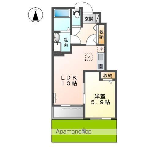 スカイ花長(1LDK/1階)の間取り写真