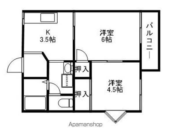 ハイツアオイ(2K/1階)の間取り写真