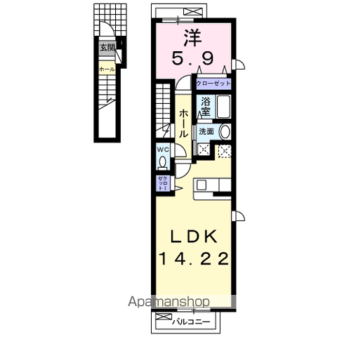ボヌール六条南(1LDK/2階)の間取り写真