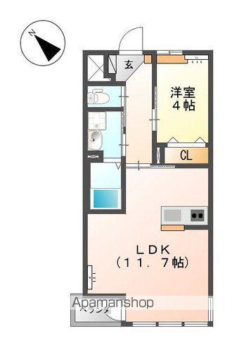 エクレール南花岡(1LDK/2階)の間取り写真