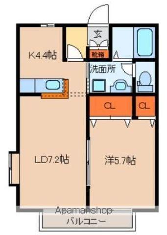 リベェール(1LDK/1階)の間取り写真