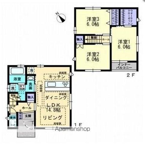 高徳線 栗林公園北口駅 徒歩15分 2階建 築11年(3LDK)の間取り写真