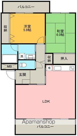 クリスタル川原(2LDK/1階)の間取り写真