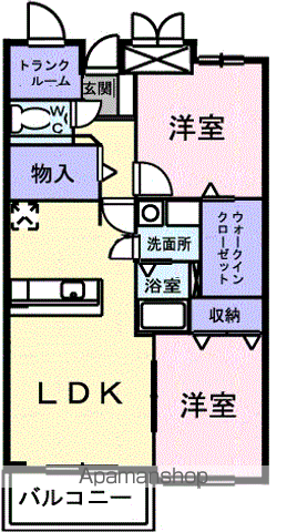 ヒルサイドスクエアⅠ(2LDK/1階)の間取り写真