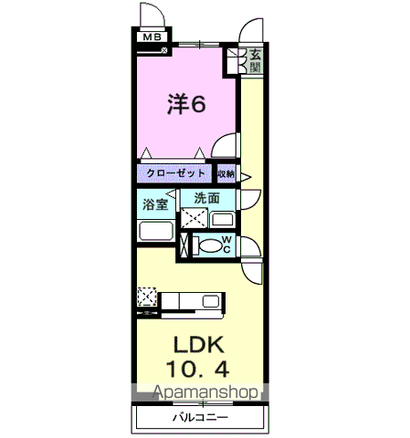 サニーブローテ住吉Ⅰ(1LDK/3階)の間取り写真