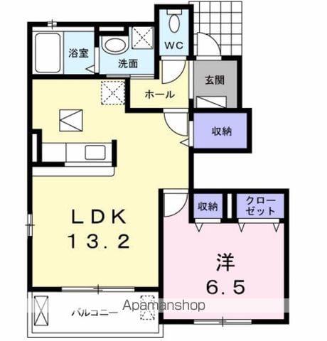 アメリカンヒルズ(1LDK/1階)の間取り写真