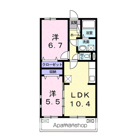 ブランシュB(2LDK/2階)の間取り写真