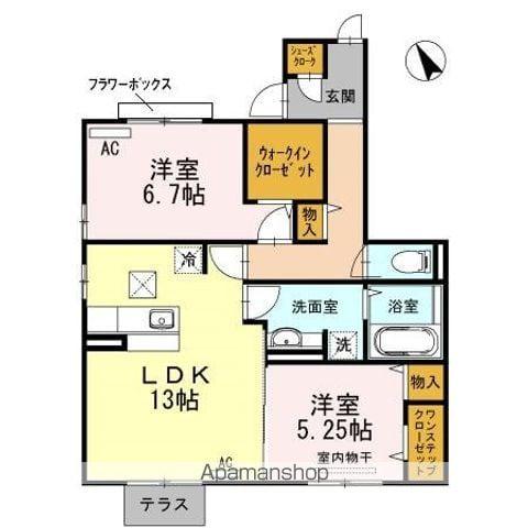 アダージオ(2LDK/1階)の間取り写真