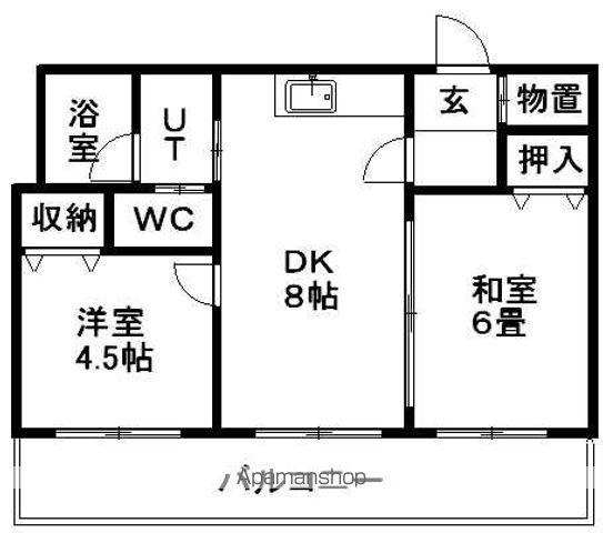 ロイヤル宮の森(2DK/3階)の間取り写真