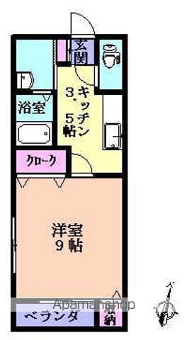 プリムヴェールS(1K/1階)の間取り写真
