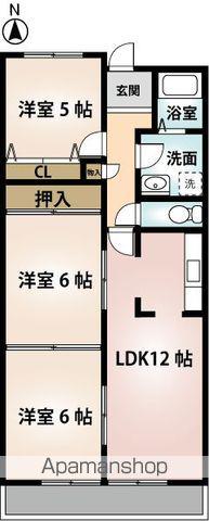 社ハイツ(3LDK/1階)の間取り写真