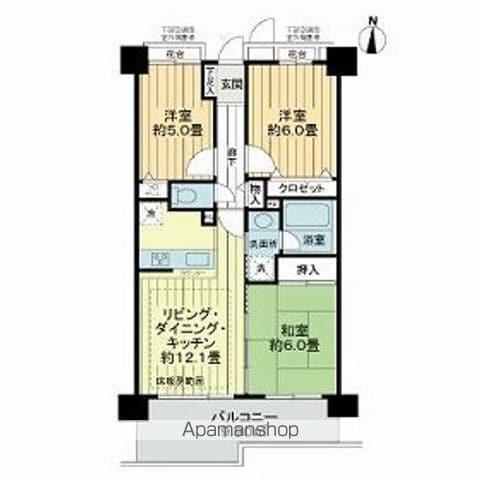 ライオンズマンション十条台(3LDK/4階)の間取り写真