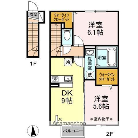 ラヴィベール(2DK/2階)の間取り写真