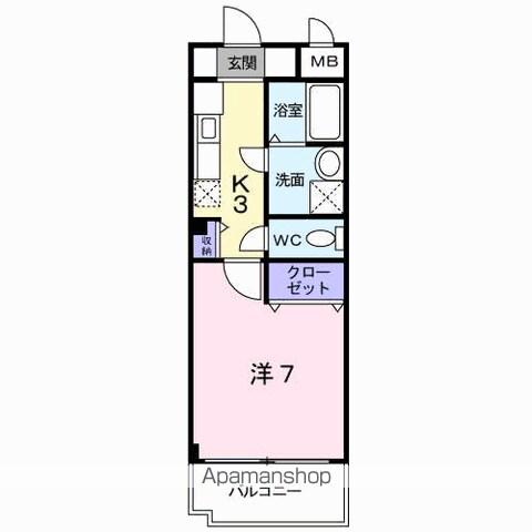 ヒルサイドテラス(1K/3階)の間取り写真