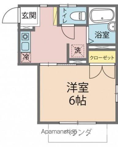 ポルシェ井土ヶ谷(1DK/2階)の間取り写真