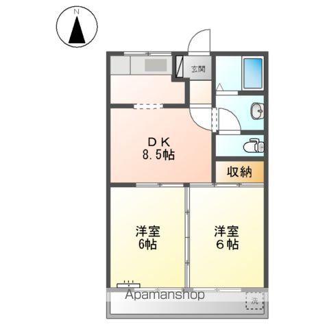 加賀野コーポⅠ(2DK/2階)の間取り写真