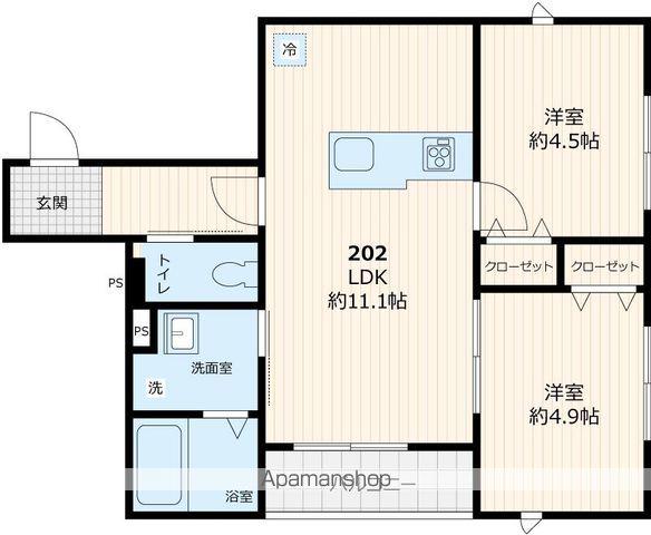 デルソル千住Ⅱ(1LDK/2階)の間取り写真