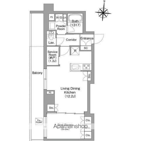 プラネソシエプラス旗の台(1SLDK/5階)の間取り写真
