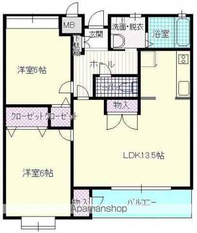 APEXⅠ(2LDK/1階)の間取り写真