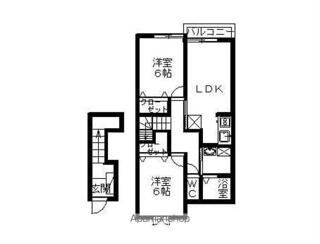 アルモニーメゾンⅡ(2LDK/2階)の間取り写真