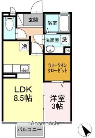 シャイニーCIMA(1LDK/2階)の間取り写真
