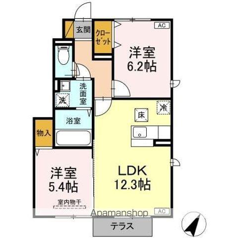 オリオンクレストABC(2LDK/1階)の間取り写真