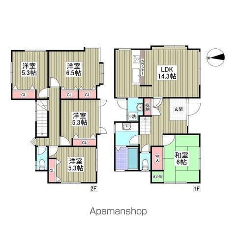 成田線 新木駅(千葉) 徒歩16分 2階建 築38年(4LDK)の間取り写真