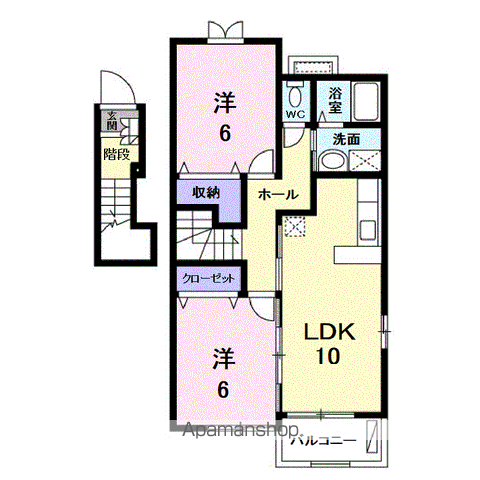 ヴィラマルガリーダ(2LDK/2階)の間取り写真