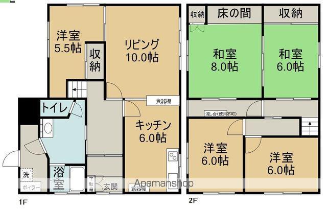 石北本線 網走駅 バス乗車時間：14分 南校前バス停で下車 徒歩6分 2階建 築46年(5LDK)の間取り写真