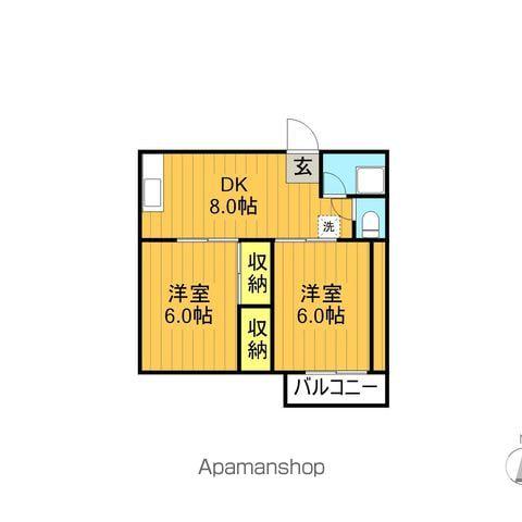 コーポハイブリッジ(2DK/1階)の間取り写真