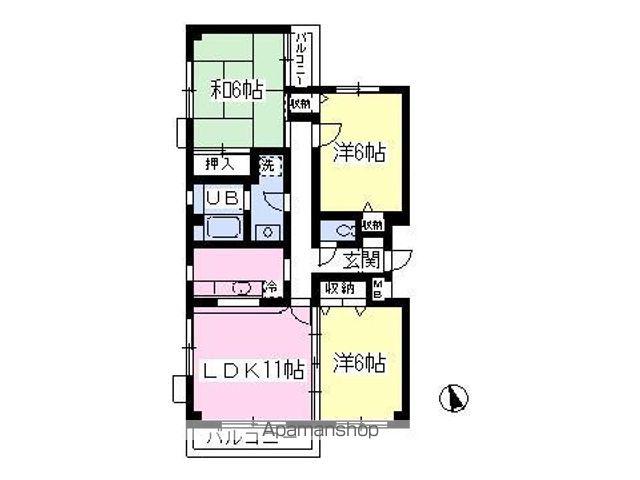 ハーベストガーデンサウスウイング(3LDK/2階)の間取り写真