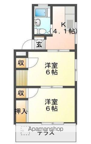 藤村コーポ(2K/1階)の間取り写真