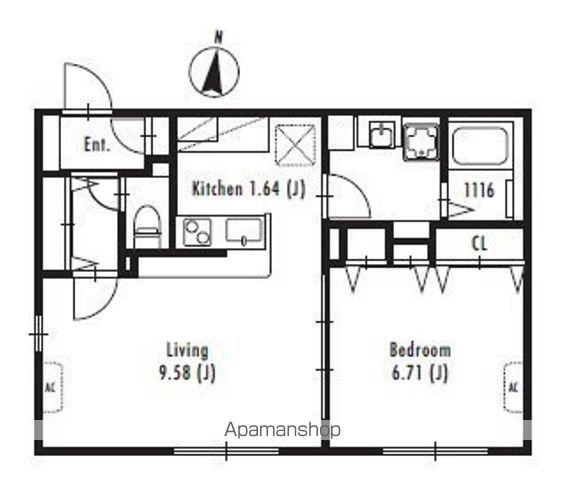 プライマル中野新橋(1LDK/4階)の間取り写真
