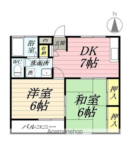 戸ヶ崎コーポ(2DK/2階)の間取り写真