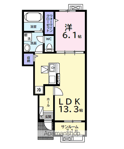 ウルルⅡ(1LDK/1階)の間取り写真