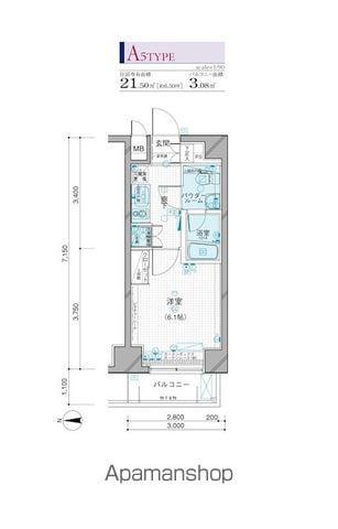 メインステージ錦糸町(1K/2階)の間取り写真