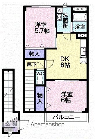 サンパ-クア・ナン(2DK/2階)の間取り写真