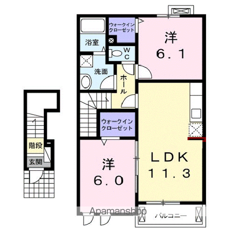 パストラーレA(2LDK/2階)の間取り写真