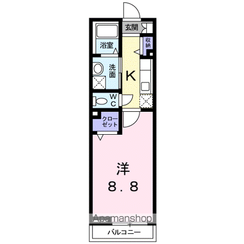 プランドール(1K/2階)の間取り写真