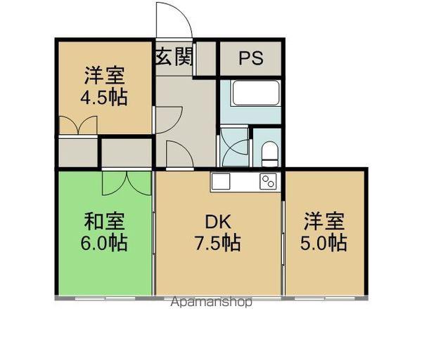 ロイヤル宮の森(3DK/3階)の間取り写真