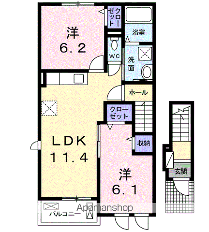 エルカーサ Ⅲ(2LDK/2階)の間取り写真