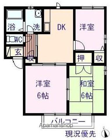 レガシーA(3DK/2階)の間取り写真