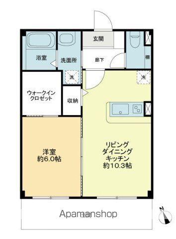 フォブールマドカ(1LDK/1階)の間取り写真