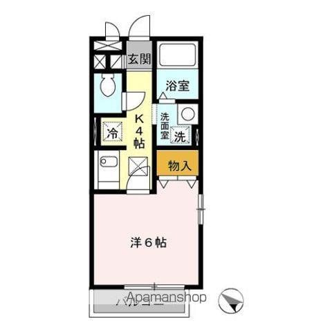 プリムヴェールJ(1K/1階)の間取り写真