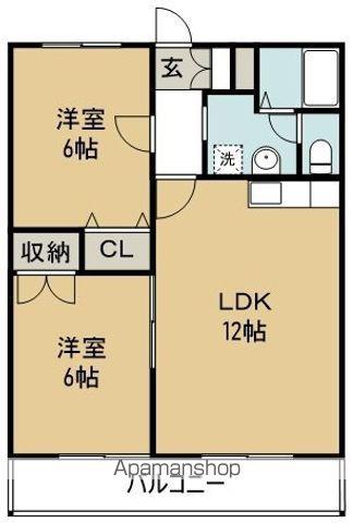 エクセレントフレア(2LDK/1階)の間取り写真